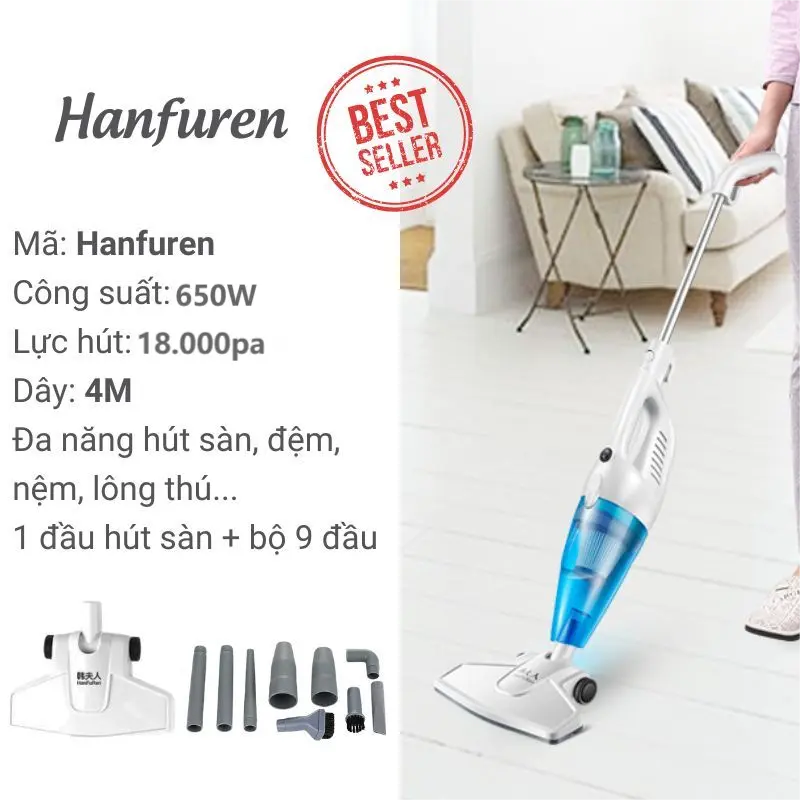 Máy hút bụi cầm tay mới HANFUREN - Thiết bị đa năng 2 trong 1 với khả năng hút và lọc bụi mịn mạnh mẽ - Công suất lớn - (Bảo hành 12 tháng) Làm sạch máy hút bụi cầm tay mayhut  buicamtaydeerma 7
