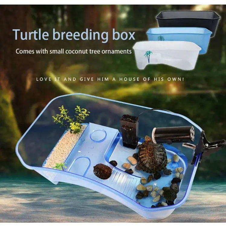 1pc Turtle Feeding Box Made Of PP Material, Equipped With Climbing Ladder, Sunbathing Terrace And Food Bowl