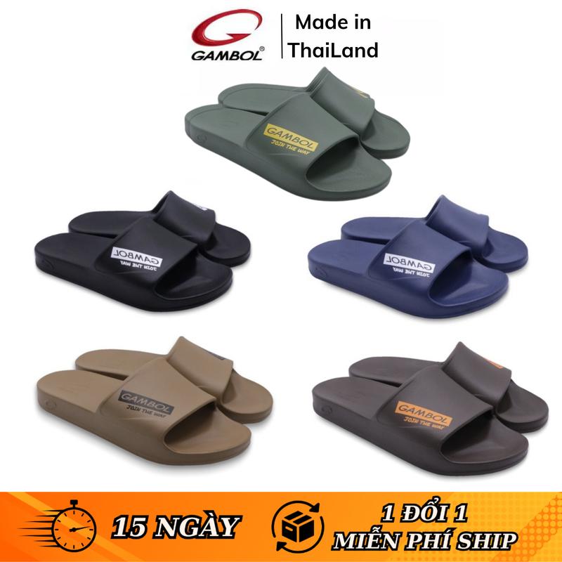 Dép Thái Lan Nam Nữ Quai Ngang GAMBOL 42184 (FORM RỘNG LÙI SIZE) Đúc Nguyên Khối Chính Hãng DéP Đế Bằng Slipper Cao Su Dép Lê DéP chong tham nuoc