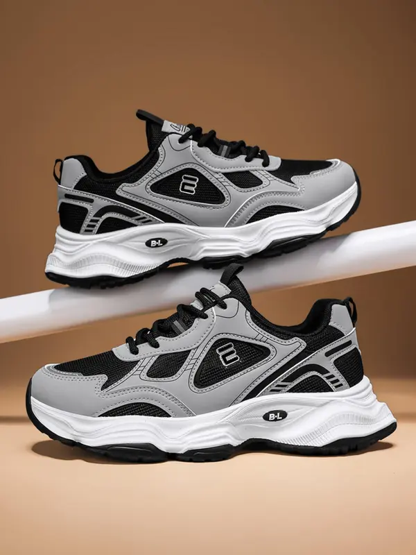 Men's Letter Print Lace Up Low Top Sneakers, Casual Lightweight Breathable Comfortable Sports Running Shoes, Perfect for Students and Outdoor Sports, Closed 5