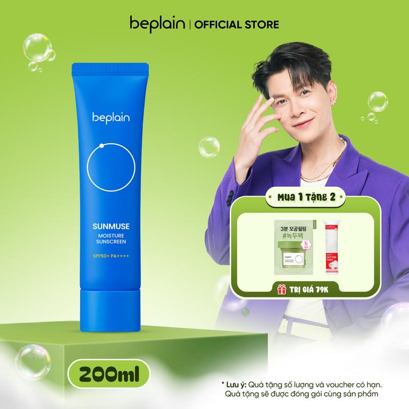 [M][Tặng 1 Clay Mask 12ml+1 Bông tẩy trang] BEPLAIN Kem Chống Nắng Hoá Học Dưỡng Ẩm Sunmuse Moisture Sunscreen SPF50+ PA++++ 50ml