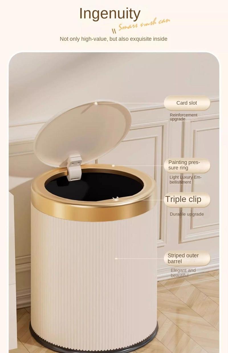 Product Introduction of Light luxury high-end trash can,Large capacity household with lid 7