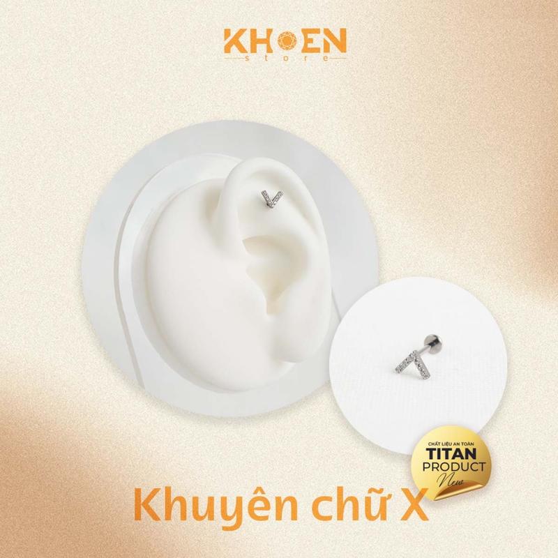 (1 Chiếc) Khuyên Chữ X Đá - Titanium G23 - Khoen Store 4