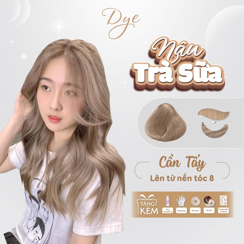 Thuốc nhuộm tóc màu Nâu Trà Sữa cần tẩy ,Dyehair màu sáng da trẻ trung Bền màu Không chứa silicon Đổi Màu Tóc Dưỡng Tóc