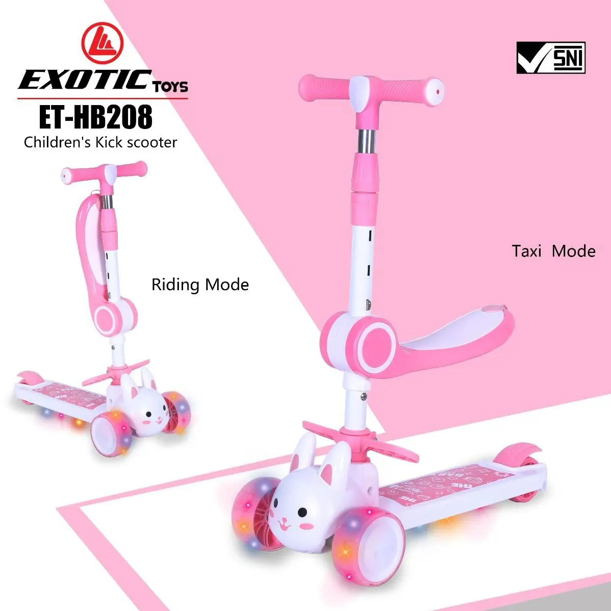 Skuter Anak 2in1 Exotic HB208 Riding n Taxi Mode