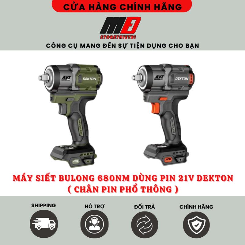  Máy Siết Bulong 680Nm Thế Hệ ACE Dùng Pin 21V Dekton   M21-IW680PROMAX   Chuyên Xe Máy - Ô Tô - Xe Tải Con   Chuẩn 1 2 Inch   Chân Pin Phổ Thông 