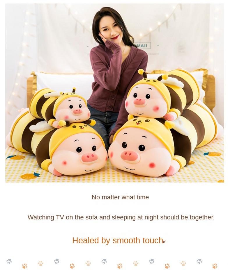 Product Introduction of Mainan Mewah Babi Besar, Tulen dan Comel, Anak Patung Babi Malas, Bantal Baling Panjang, Babi Lebah 19