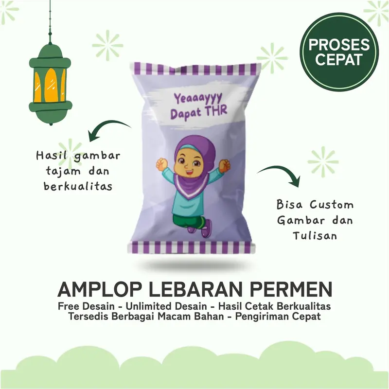 (ISI 100 PCS) Amplop THR Lebaran Idul fitri Bentuk Permen / Amplop Lebaran 2025 7