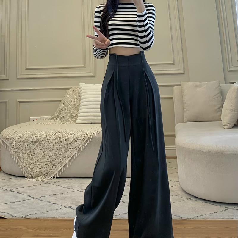 Quần suông nữ dáng dài ống rộng phối dây buộc cá tính phong cách Trẻ trung - 018 2