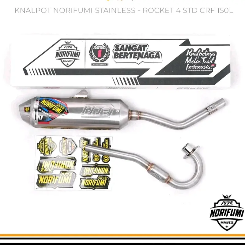 Knalpot Norifumi Rocket 4 logo baru klx crf d-tracker wr pemasangan PNP produk only full system Motor Motorcycle Sporty 1