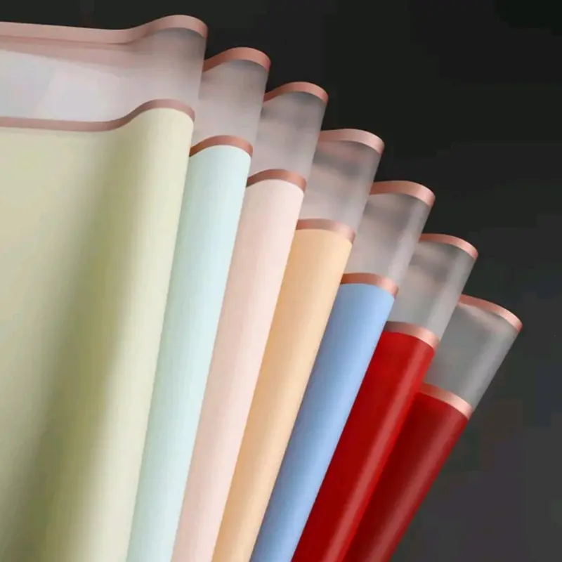 (ecer 5 lembar) FLOWER WRAPPING GOLD LINE FRIME CELLOPHANE KERTAS BUNGA BUKET 1
