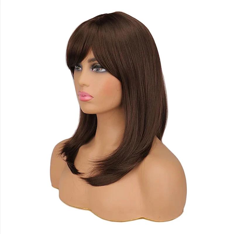 Product Introduction of HAIRJOY Synthetic Hair Women Ombre Black Red Wig Medium Long Straight Side Part Wigs 22