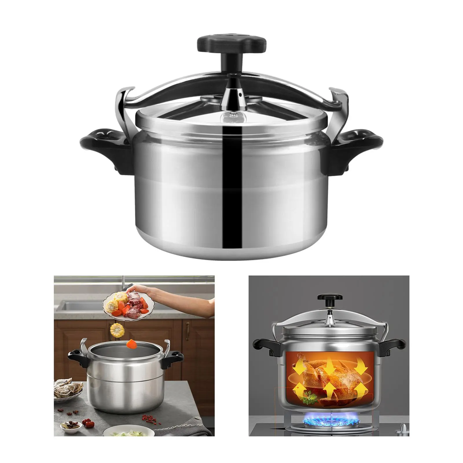 Baosity Aluminum Pressure Cooker Quickly Cooking Nonstick with Safely Knob Kitchen Cooking Pot Professional Household Home for Gas Stove