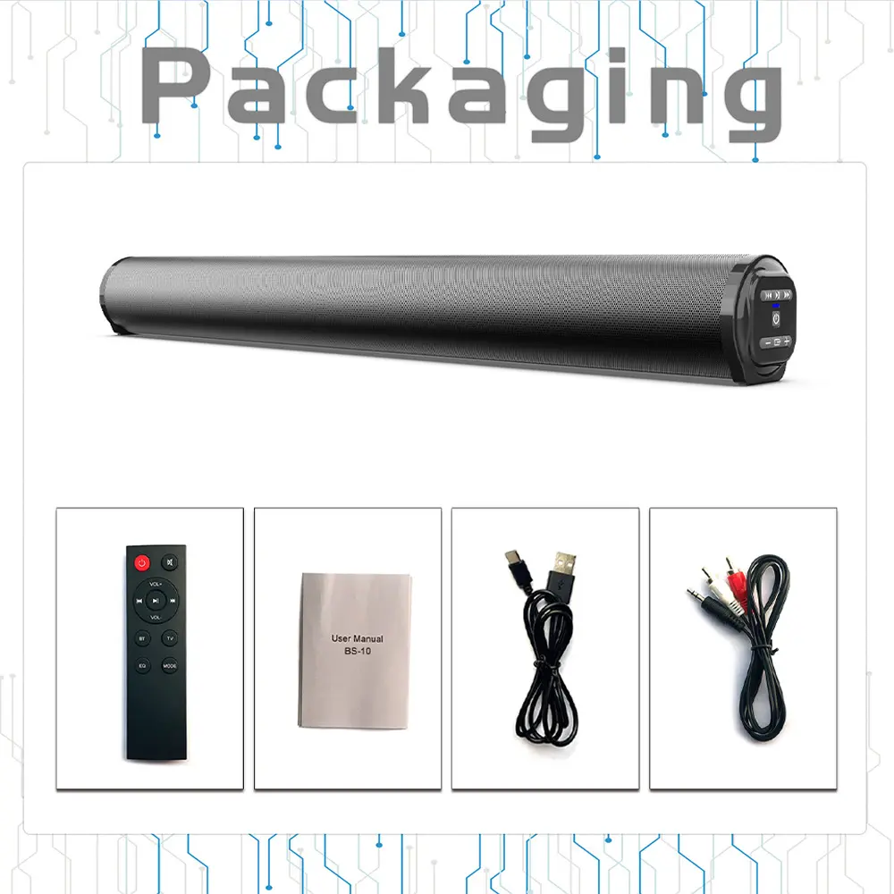 BS10 Bluetooth Speaker Soundbar Long Strip Speaker High Volume Soundbar ...