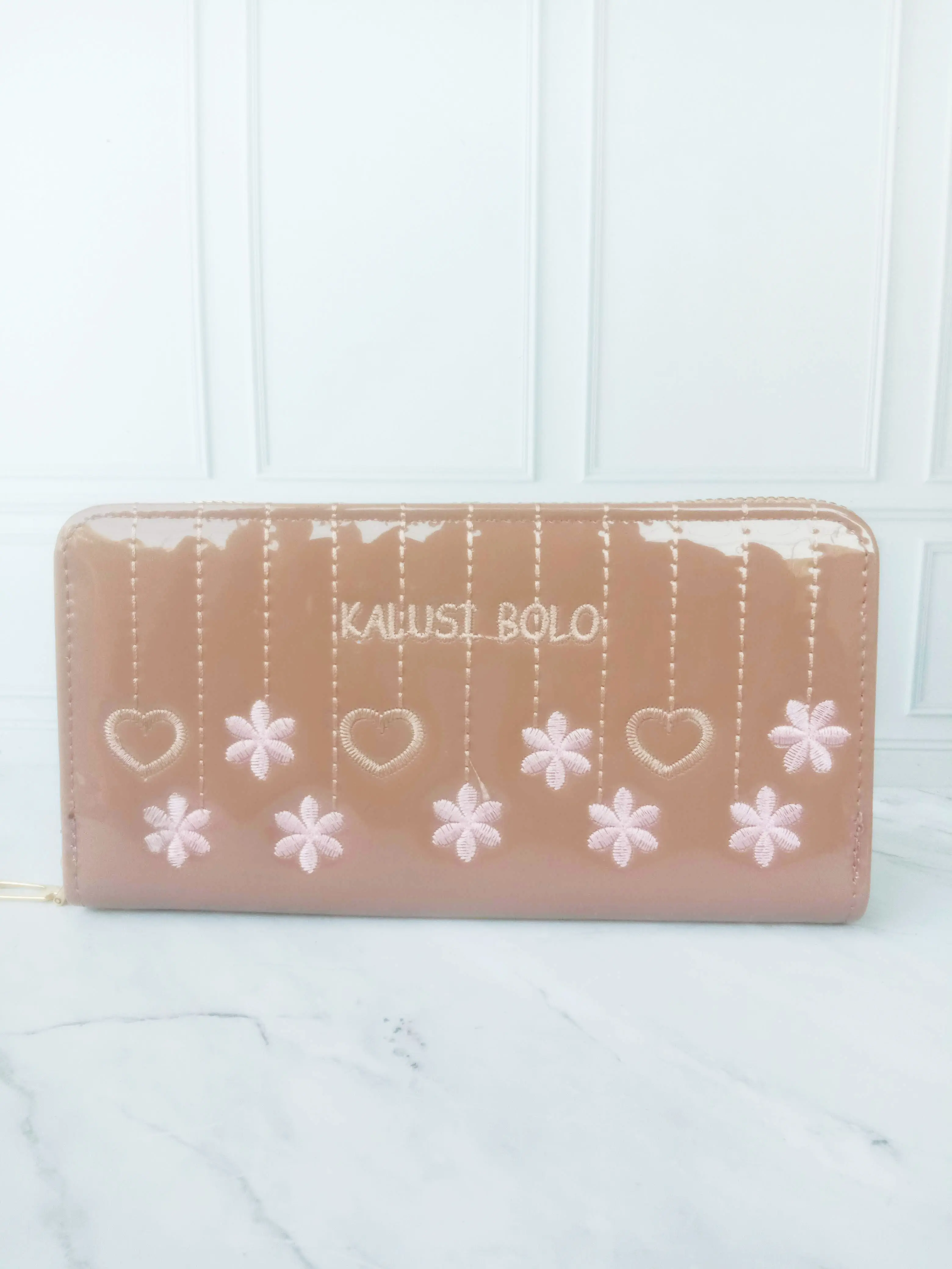 LAKUSO Dompet Panjang Resleting Satu Kalusibolo Love Flower PU Leather Import Wanita #65-2