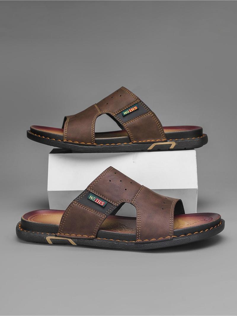 Product Introduction of Men's Casual Plain Color Slide Sandals, Fashionable Beach Slippers, Casual Comfortable Indoor Shoes for Summer, Footwear 5