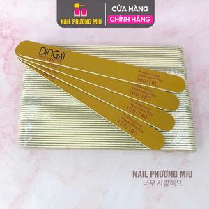 Dũa Mỏng DINGXI Lốc 50 Cái Độ Nhám 100/180 Màu Nâu Vàng Da Bò Làm Nail Tiện Lợi, Form Thẳng Không Chạm Khóe Móng, Lõi Nhựa Cứng Cáp, Cầm Chắc Tay, 2 Mặt Nhám Cao Cấp Dũa Êm