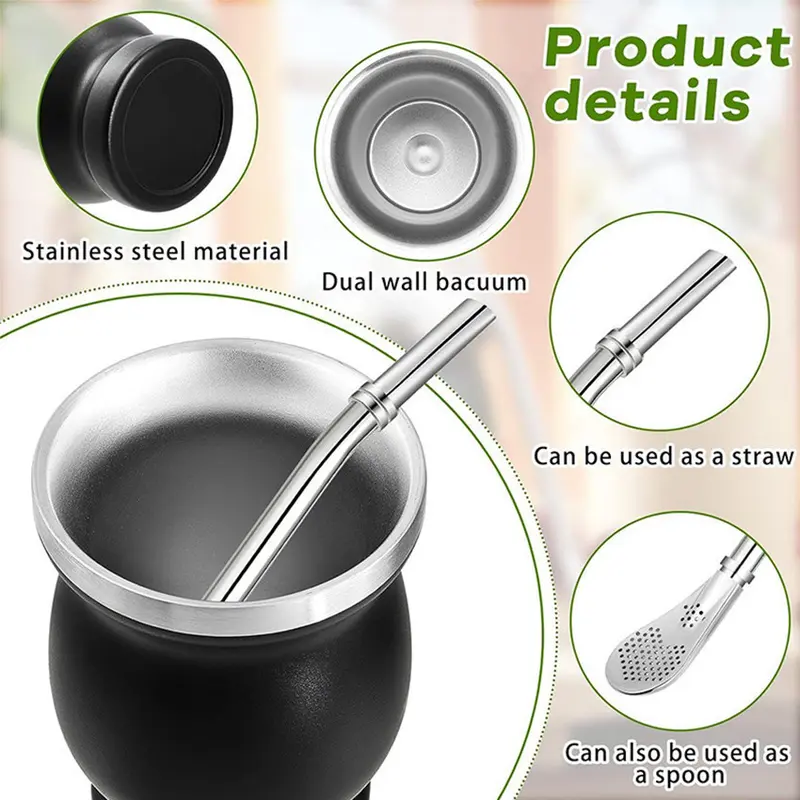240ML Gaucho Yerba Mate Tea Cup Stainless Steel Double Wall 6