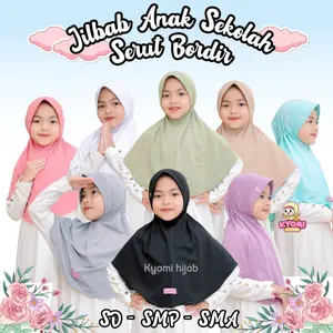 Kyomi hijab jilbab sekolah anak bahan spandek jersey hijab serut ivana Kerudung Bergo Instan