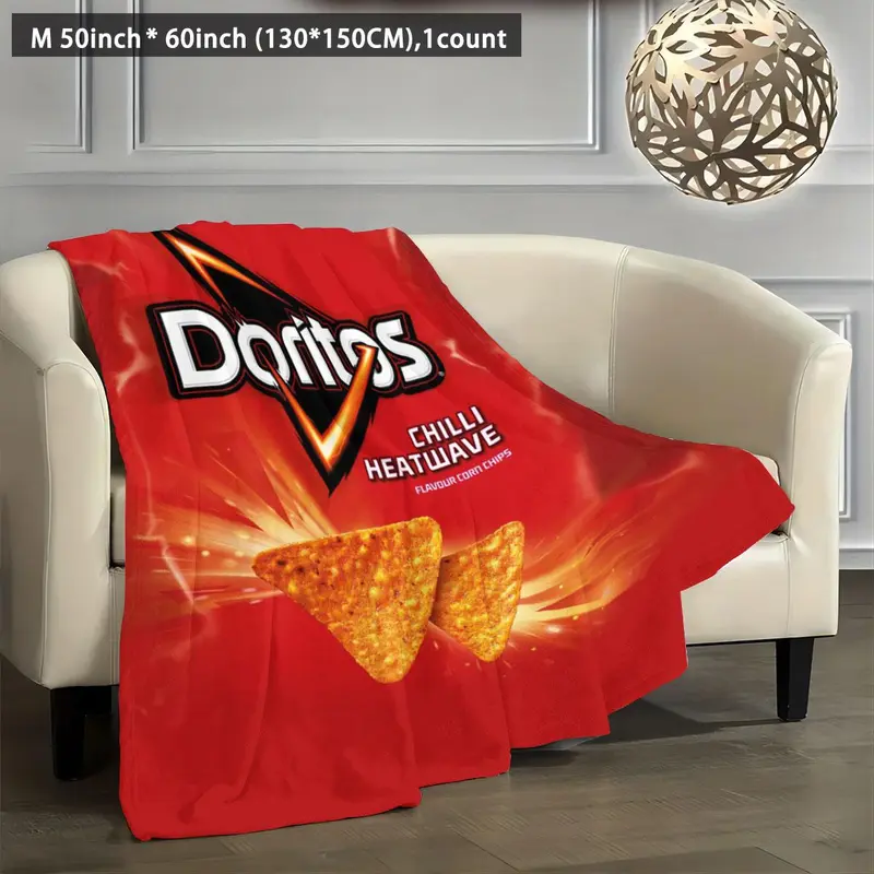 Cartoon Doritos Pattern Blanket, 1 Count Soft Comfortable Warm Throw, Air-conditioned Room Blanket, Warm Nap Blanket for Home & Office 4