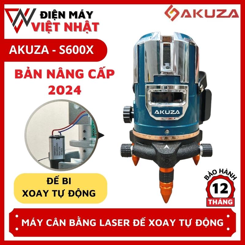 Máy cân bằng laser 5 tia xanh đế xoay tự động Akuza S600X bóng Led 0