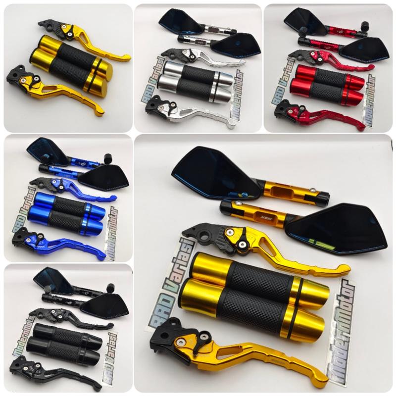 (PAKET MURAH 3in1) SPION Tomok v2 cnc + Handgrip Jalu miring CNC + Handle Rem stelan CNC Nmax PCX Aerox Vixion Beat Mio Vario Tiger Mx Lexi Vario150 R15 v3 Fu Mio j Rx king ADV Freego Beat/Vario 125 CBS - CBS iss 0