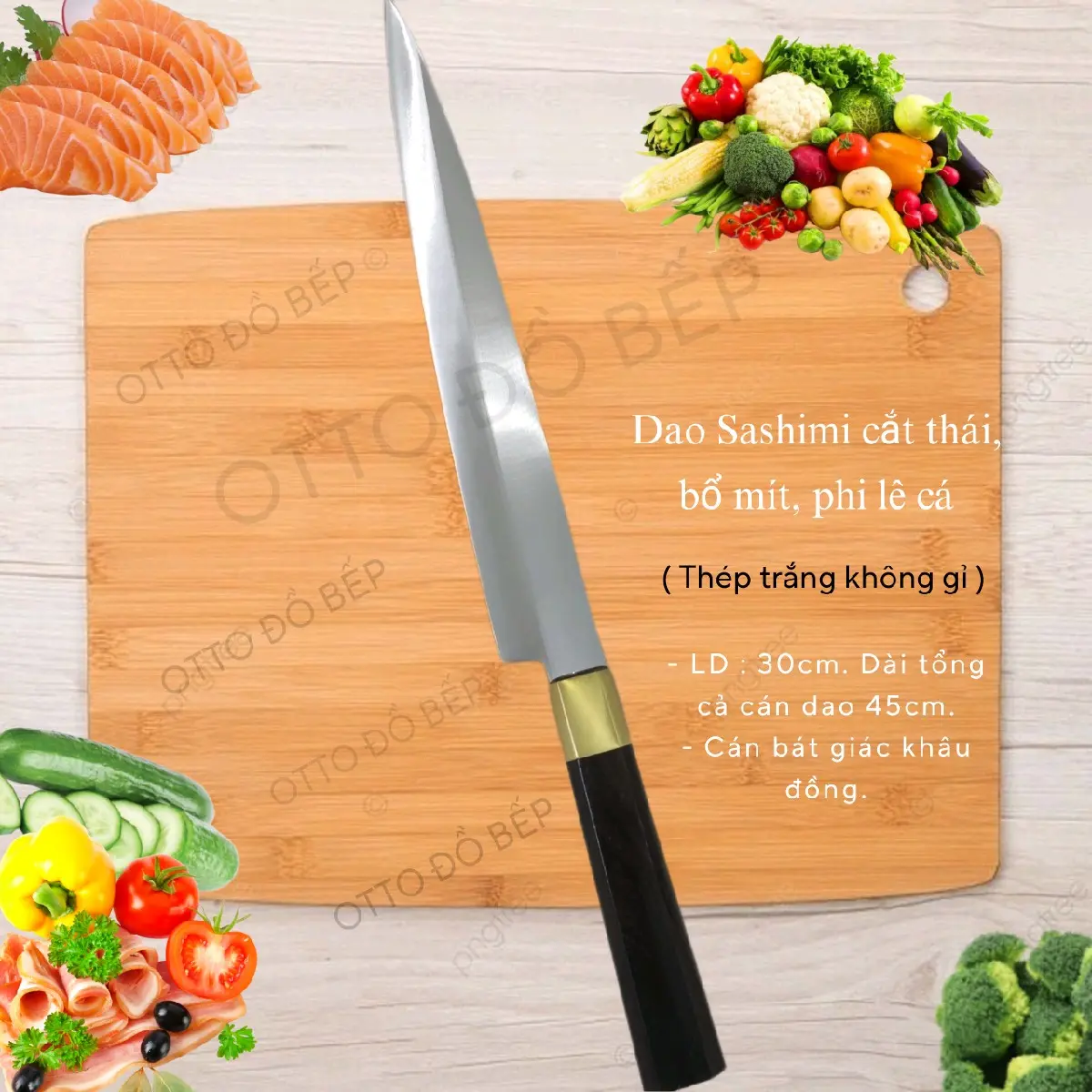 ( M18 ) Dụng cụ nhà bếp dao cắt thái sashimi, phi lê cá, bổ mít ( 30cn ) thép không gỉ