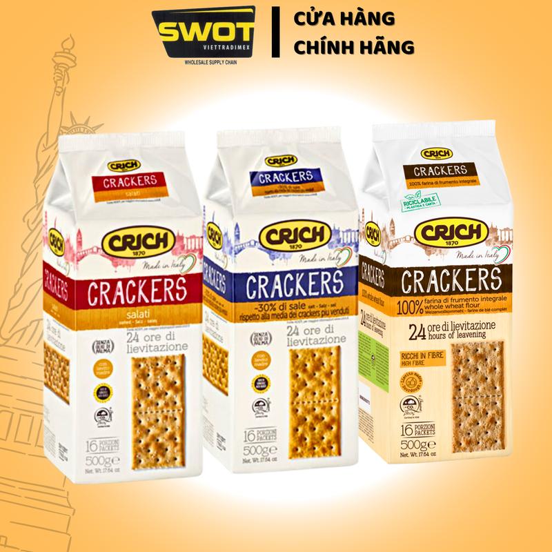 Bánh quy giòn Crich Cao Cấp Chính Hãng Ý Túi 500g Bánh Cookie Crackers giòn rụm Món Ăn Vặt Ngon Vị Mặn Vừa Thức Ăn Thơm Ngon dinh duong Nhập Khẩu Snack crinkle cookie Food - SWOT