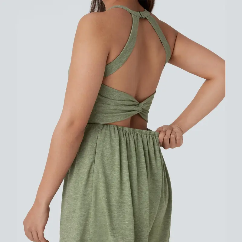Halara Backless Twisted U Neck Side Pocket Harem Casual Jumpsuit-Easy Peezy Edition, Stretchy Comfortable Fit for Casual Activities #Summer #Summervibes 5