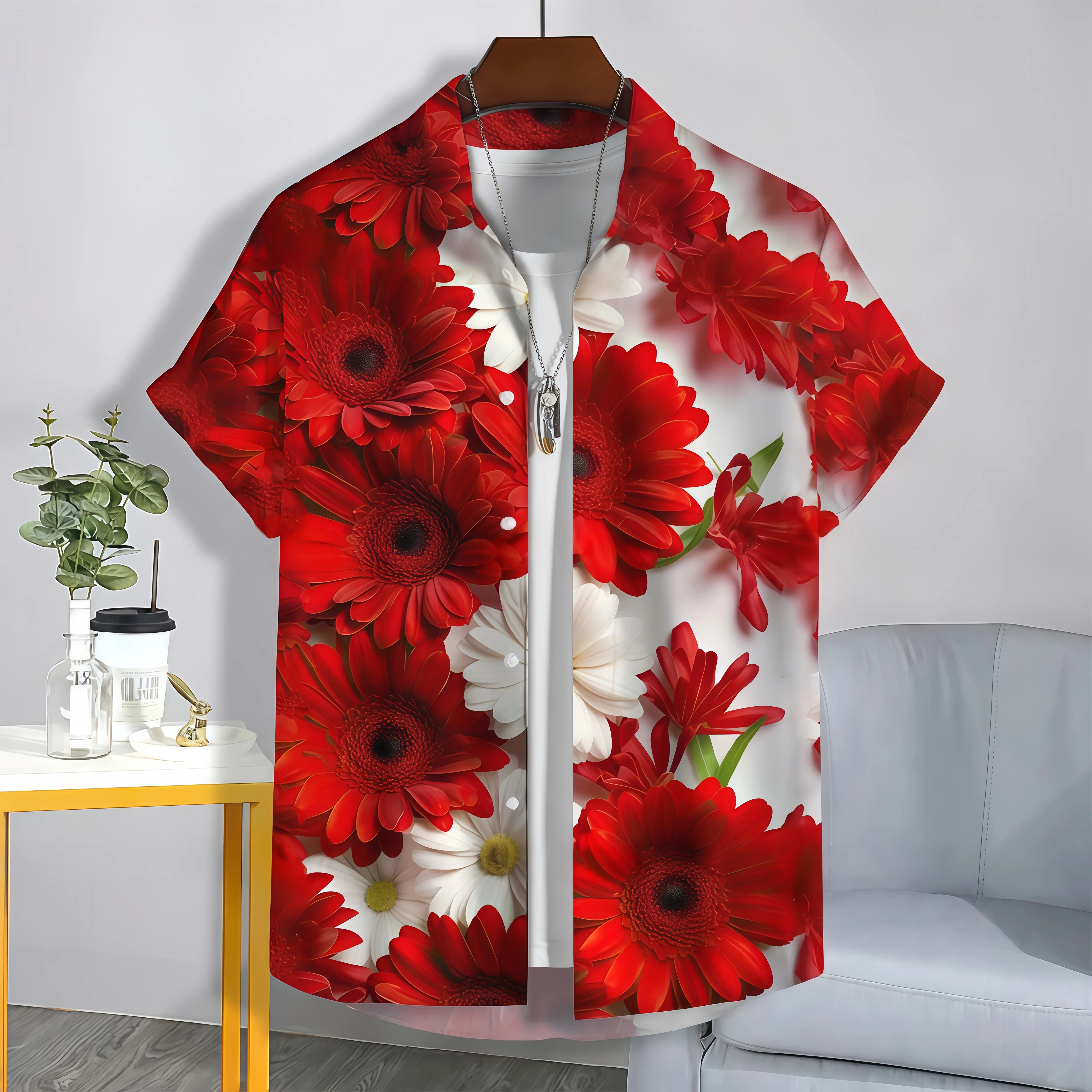 Áo Sơ Mi Hawaii, Dành Cho Nam Và Nữ, ngắn Tay, Ngoại Cỡ, Thiết Kế Hoa, Áo Sơ Mi ngắn Tay Áo, Ngoại Cỡ