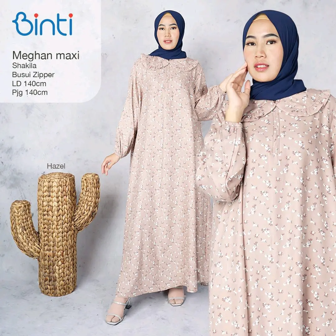 Meghan maxy gamis shakila ukuran jumbo ORI binti motif Bunga