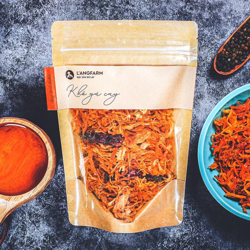 Khô gà cay lá chanh đặc sản Langfarm - Thịt ức gà tươi, đậm đà giòn ngon, an toàn vệ sinh, ăn là ghiền
