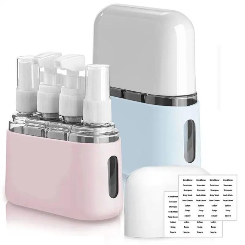 Travel Size Packaging Bottle, 2 Sets 8 Counts Refillable Spray Bottles with Organizer Storage Box, Bathroom Accessories, Portable Leak Proof Travel Containers Set for Toiletries Home Outdoor Office 1