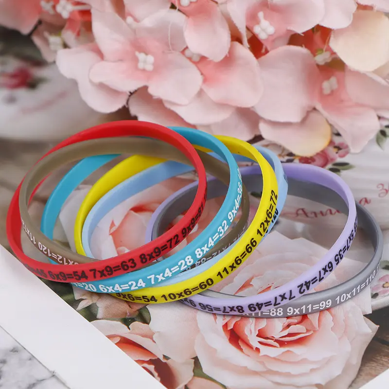12Pcs/Set Multiplication Tables Silicone Bracelet Learn Math Education ...