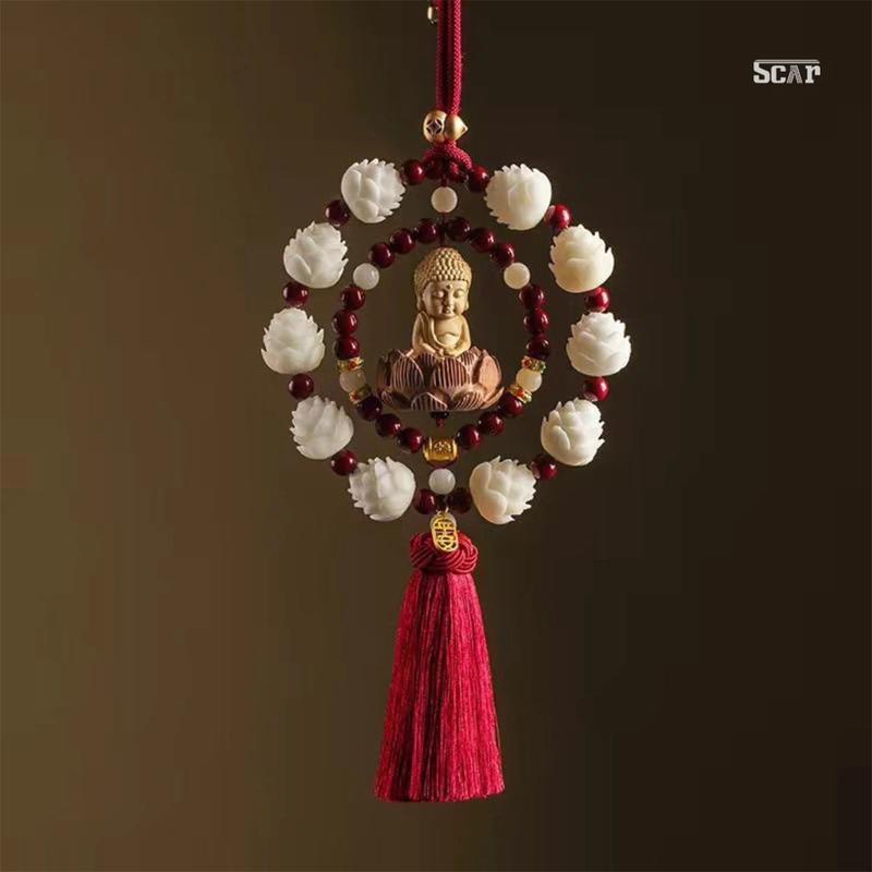 Khánh Phật Liên Hoa Sen Gỡ Hoàng Dương Treo Xe Ô Tô Mang Lại Bình An Và May Mắn. Khánh Treo Nội Thất Xe Ô Tô,Trang Trí Decor Nhựa