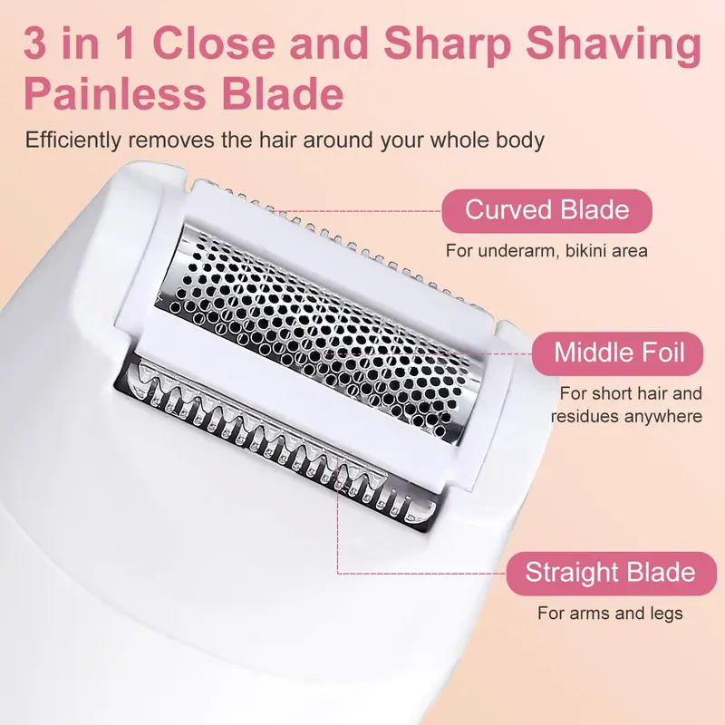 5-In-1 Electric Hair Removal Tool, 1 Count Portable Rechargeable Hair Trimmer for Arms, Legs, Underarms, Bikini Areas, Professional Hair Removal Tool for Women 5