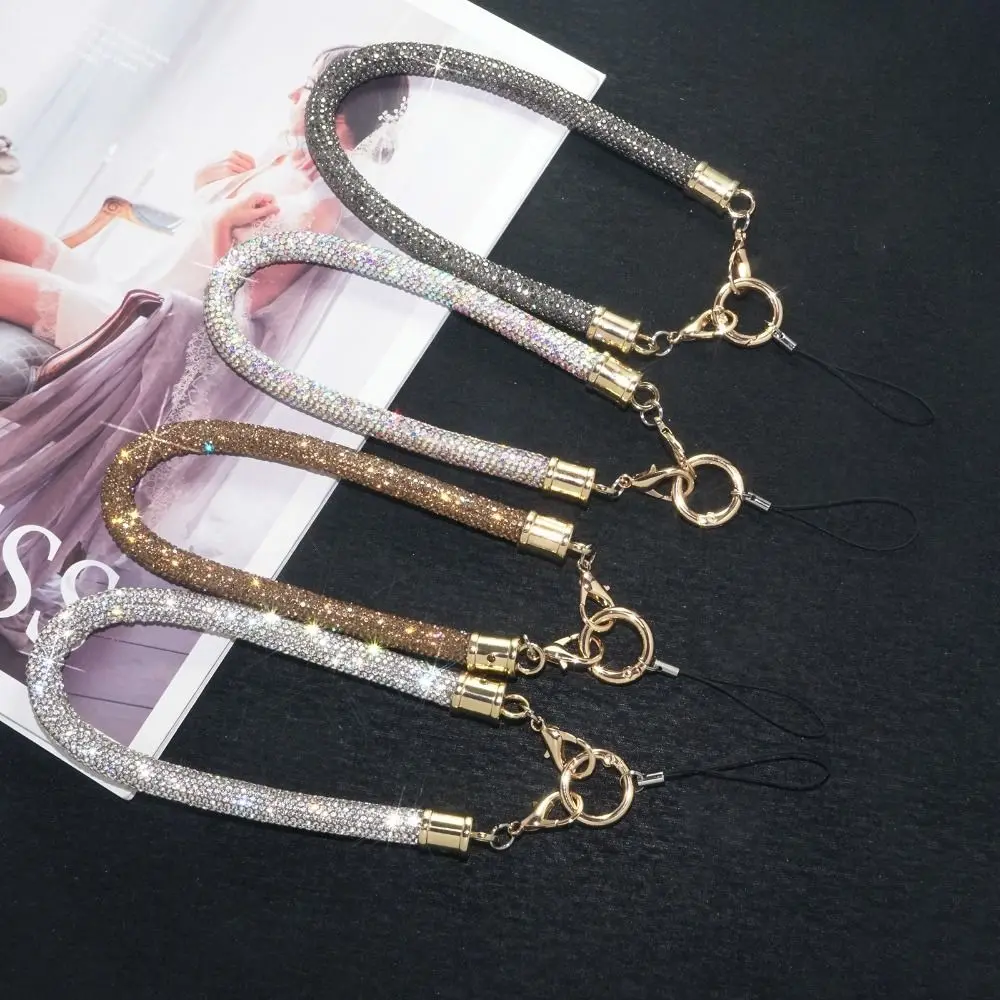 Keychain Rhinestone Phone Lanyard Flashy Bling Bling Bright Glitter Wrist Straps Hanging Cord for Phone Accessories