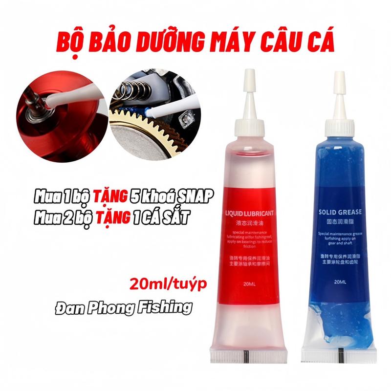 Combo bộ 2 Dầu mỡ Tra Bảo Dưỡng máy câu cá,bôi trơn vòng bi bảo vệ máy,chống Oxy hoá MUA 2 TẶNG Kèm 1 Cá Sắt Bắt Cá Fishing Đi Câu Nam