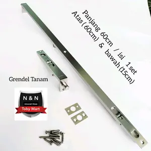 grendel tanam 60cm Stainless 1set  - slot kunci pintu tanam panjang 60cm