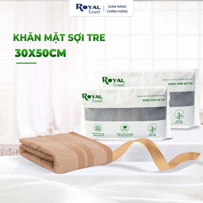 Khăn mặt sợi tre Royal Towel 30x50cm thấm hút tốt, không đổ lông, không ra màu Dùng Cho Nhà Tắm Của Gia Đình Spa Khách Sạn