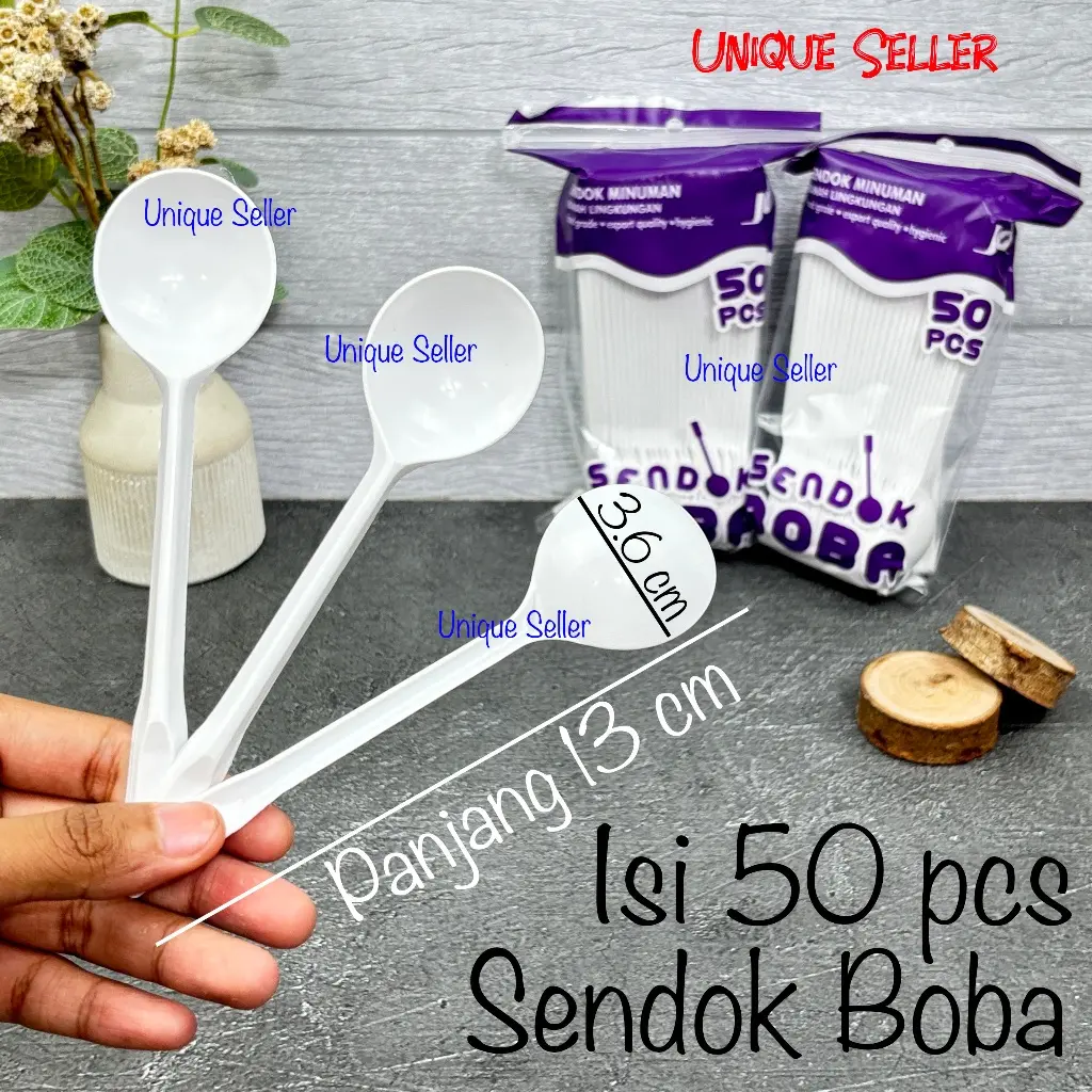 [Isi50] Sendok Boba Putih Sendok Bobba Dawet Bubur Bulat Kopi Teh Putih Plastik Sendok Makan Bulat