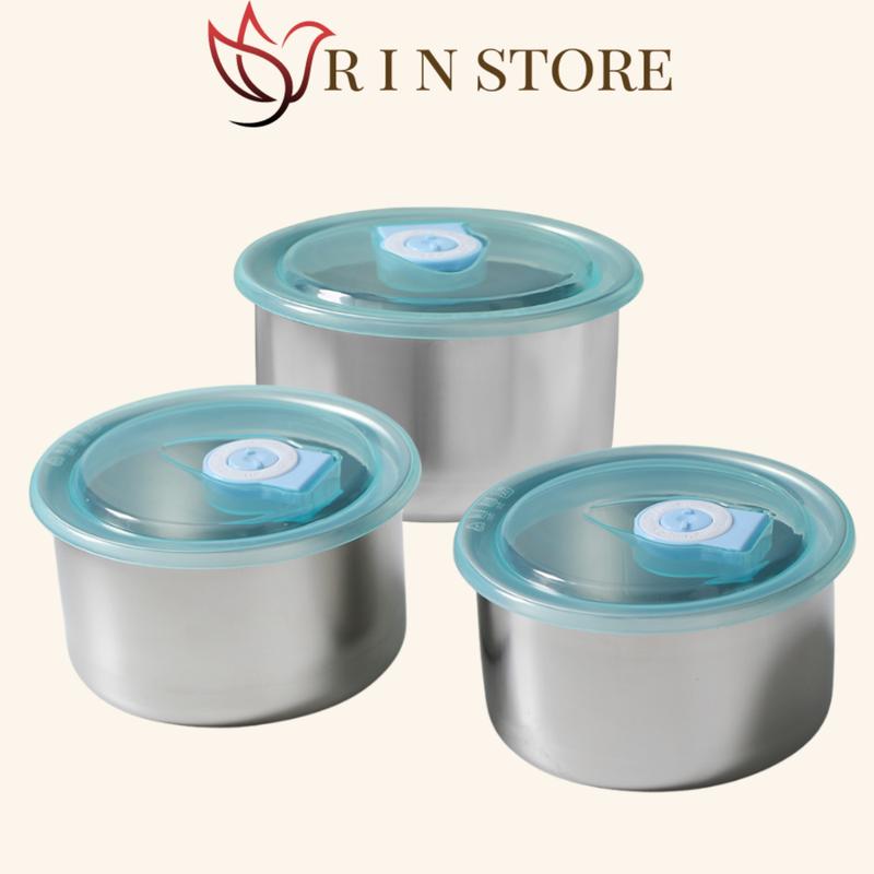 Hộp Inox Đựng Thực Phẩm Loại 304 Có Nắp Hít Chân Không Giữ Nhiệt Tiện Lợi RIN