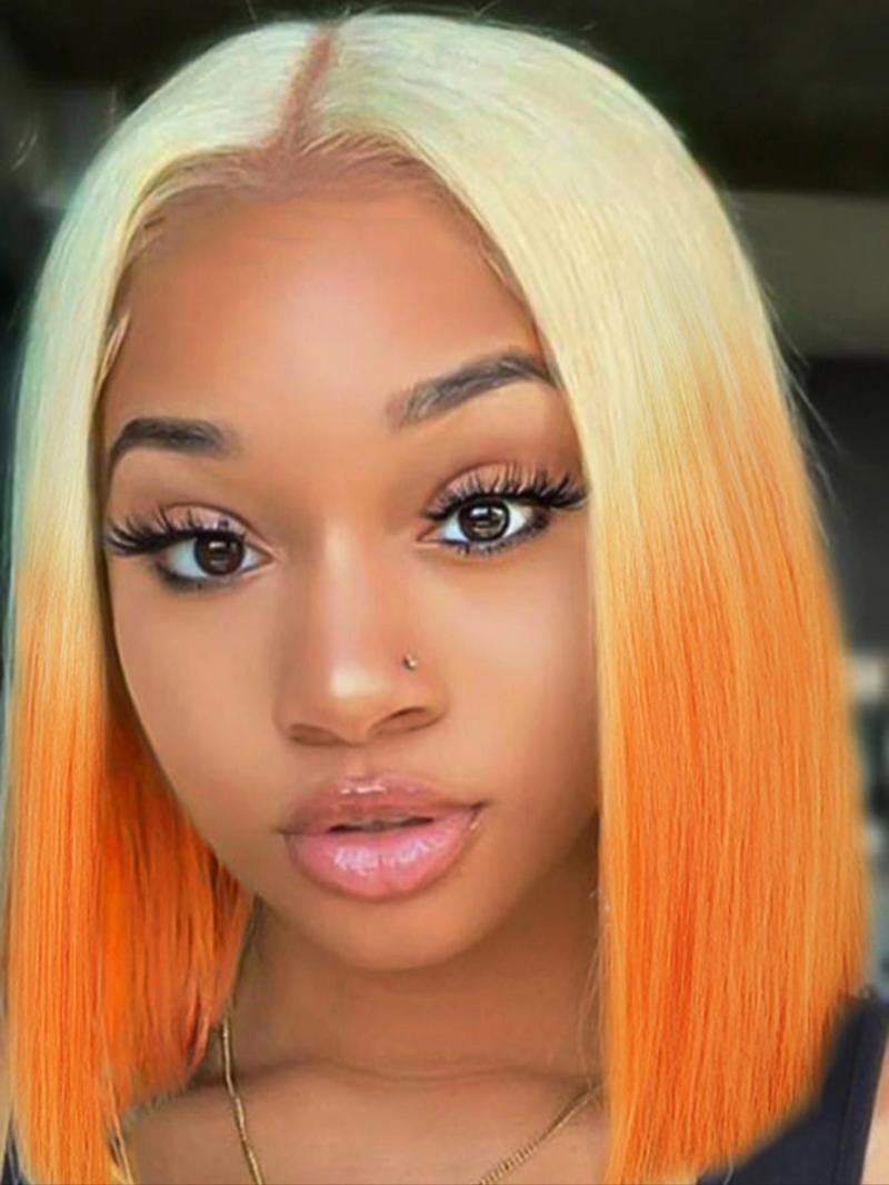 Product Introduction of Women's 14 Inch Short Stright Bob Wig without Bangs, Mixed Color Wigs for Daily, Cosplay, Anime or Costume Party, Striking Natural Fluffy Hair Wigs without Bangs for Daily & Party Hairstyle Decoration 3