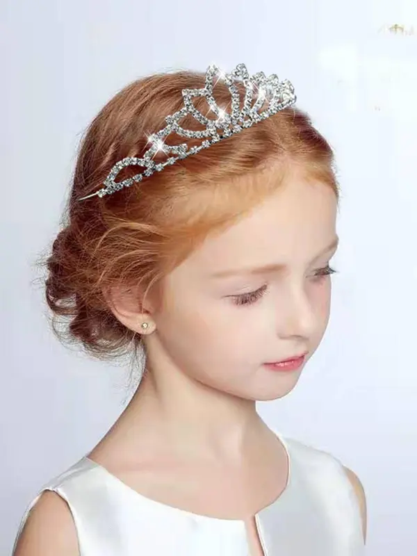 Rhinestone Crown for Wedding Bridesmaid Pageant Party Flower Girl Tiara Headdress, Elegant Temperament Crown 0