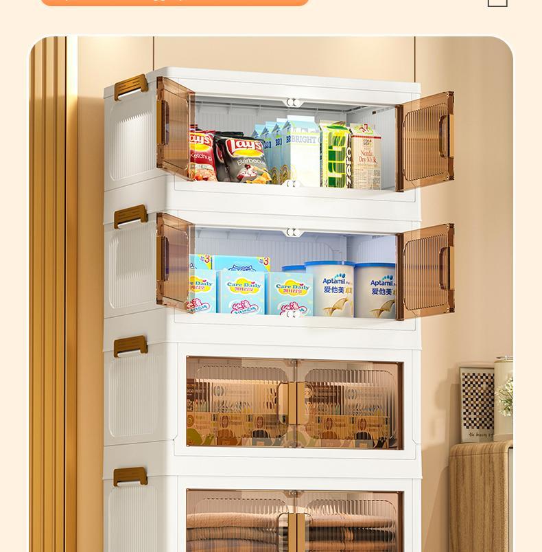 FIXIT Lemari Pakaian Plastik Lipat 50cm*60cm dengan Roda Putar 360° Multifungsi dan Kapasitas Besar untuk Penyimpanan Serbaguna