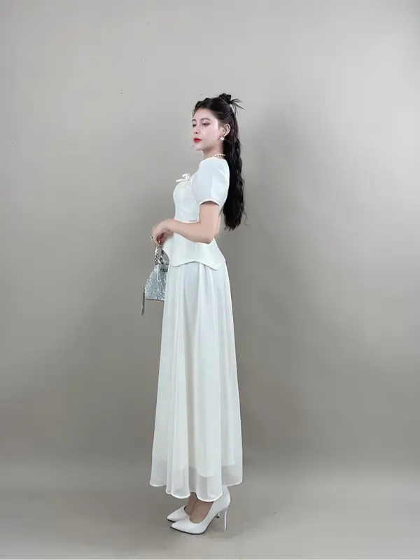 Váy Thiết Kế VQLADY D30 Nữ  Đầm thiết kế phù hợp đi chơi và đi dự tiệc Dress Women Voi Voan Kem 2