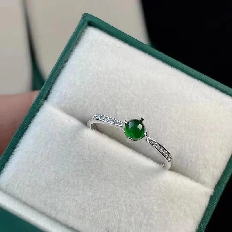 New Silver Color Fashion Green Egg Ring Small Fresh Exquisite Simple Female Model Live Fashion All-match Jewelry