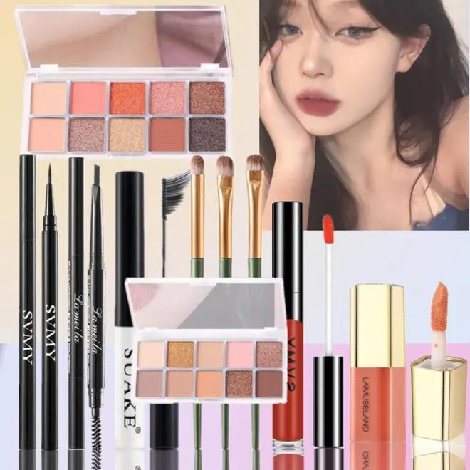  Đĩa Che Mắt Bộ 9 Món Bảng Phấn Mắt Màu Pastel Không Thấm Nước Và Chống Mồ Hôi Kèm Bút Chì Kẻ Lông Mày Mascara Kẻ Mắt Son Kem Phấn Đánh Dạng Lỏng Cọ 3 Chiếc Có 10 Màu Để Lựa Chọn 