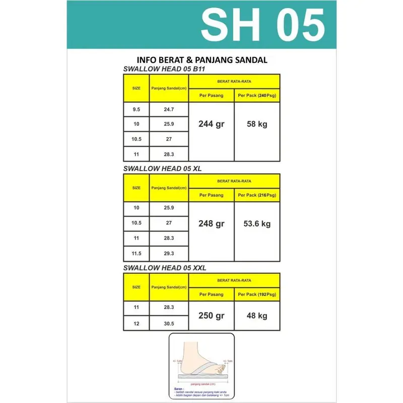 TRENDY Sandal Swallow Head Putihan - Kuning, 9.5 3