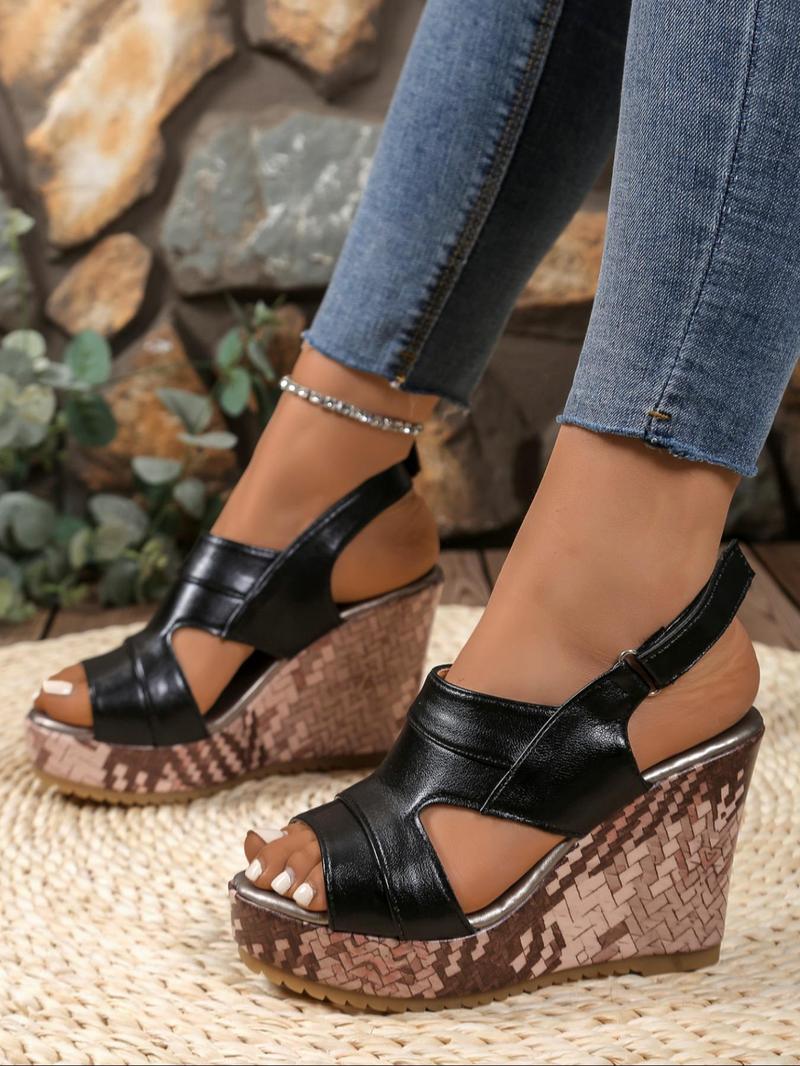 Product Introduction of Women's Fashionable Solid Color Platform Sandals, Casual Comfortable Wedge Sandals for Summer, Female All-match Shoes for Daily Wear, Girl 1